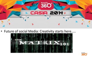 • Future of social Media: Creativity starts here….. 
 