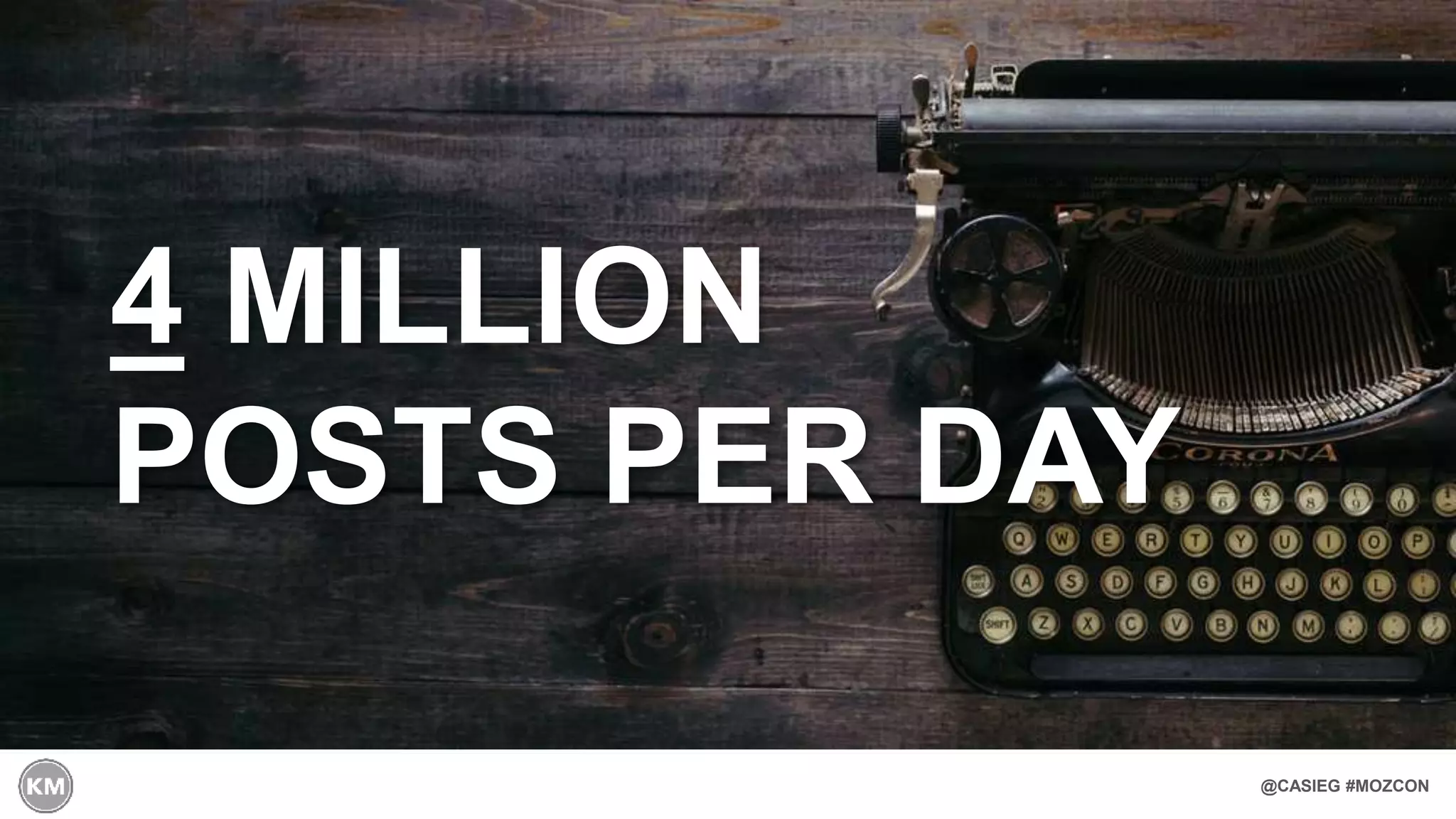 @CASIEG #MOZCON
4 MILLION
POSTS PER DAY
 