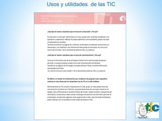 Usos y utilidades de las TIC
 