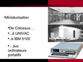 Miniaturisation De Colossus… ...à UNIVAC ..à IBM 5100 … aux ordinateurs portatifs 