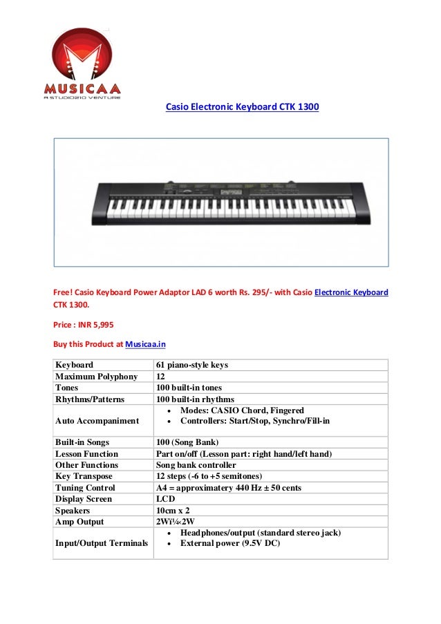 Casio CTK 1300 electronic keyboard