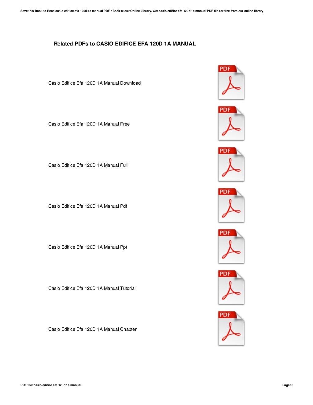 Casio edifice efa 120d 1a manual