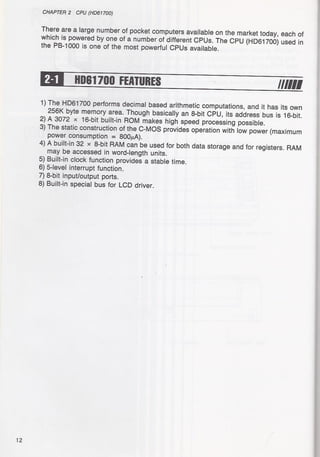 Casio pb 1000 technical reference