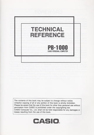 Casio pb 1000 technical reference