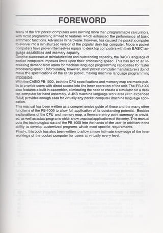 Casio pb 1000 technical reference