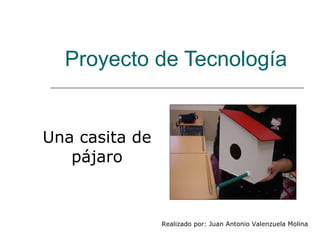 Proyecto de Tecnología Una casita de pájaro Realizado por: Juan Antonio Valenzuela Molina 