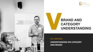 BRAND AND
CATEGORY
UNDERSTANDING
KEY CONTENTS:
UNDERSTANDING ON CATEGORY
AND BRAND
 