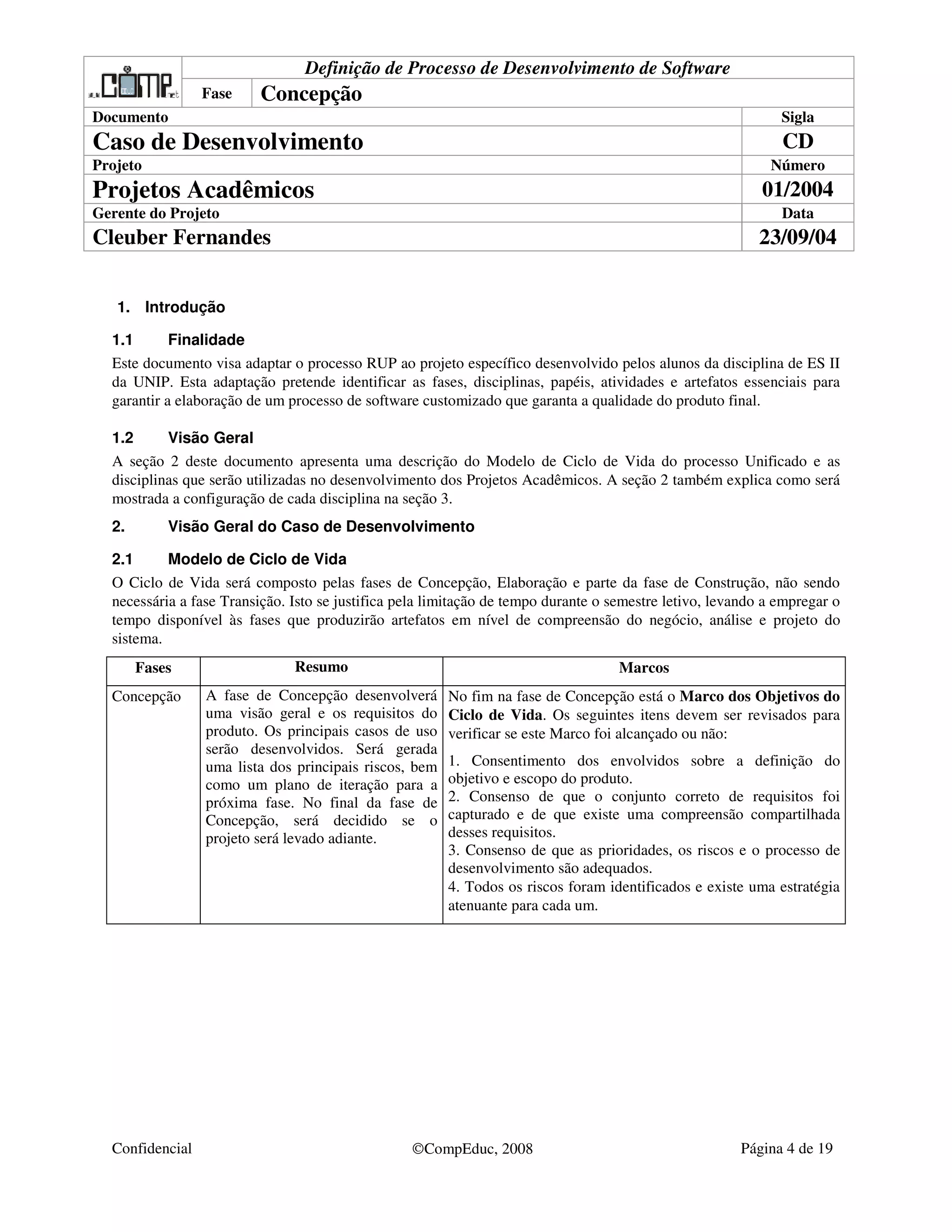 Caso de Desenvolvimento