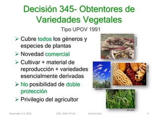 Los derechos de propiedad intelectual                 (patentes y PVPs) en el desarrollo agrícola de Perú, Colombia y Bolivia.