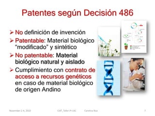 Los derechos de propiedad intelectual                 (patentes y PVPs) en el desarrollo agrícola de Perú, Colombia y Bolivia.