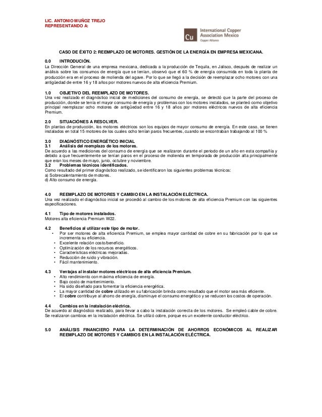 Resumen ejecutivo Caso de Éxito 2 Reemplazo de motores. Gestión de Resumen ejecutivo Caso de Éxito 2 Reemplazo de motores. Gestión de