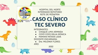 INTEGRANTES:
● CHOQUE LIMA ARMINDA
● COYO COYO DELIA MONICA
● MAMANI PATANA LIDIA
DOCENTE ENCARGADA:
● Dra. MILENKA FLORES
AÑO:
2022
HOSPITAL DEL NORTE
INTERNADO ROTATORIO
ROTE DE PEDIATRIA
CASO CLÍNICO
TEC SEVERO
 