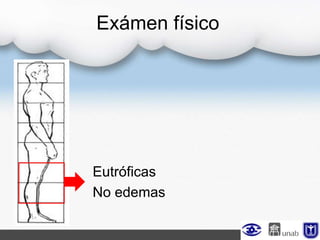 Exámen físico
Eutróficas
No edemas
 