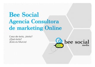 B! Social
Agencia Consultora
de marke"ng Online
Caso de éxito, ¿éxito?
¿Qué éxito?
¡Esto es Murcia!
 