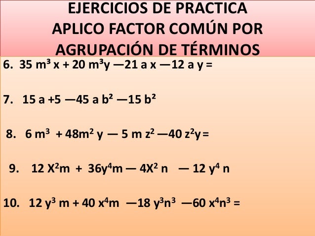 5 Ejemplos De Factor Comun Por Agrupacion De Terminos