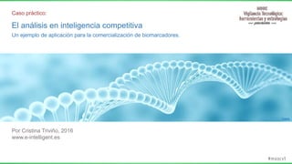 Caso práctico:
El análisis en inteligencia competitiva
Un ejemplo de aplicación para la comercialización de biomarcadores.
Por Cristina Triviño, 2016
www.e-intelligent.es
Fuente
 