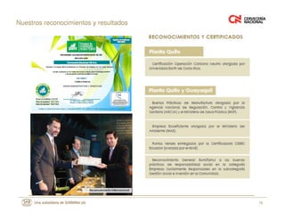 18
Nuestros reconocimientos y resultados
 