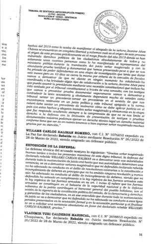 Sentencia contra Jeanine Añez