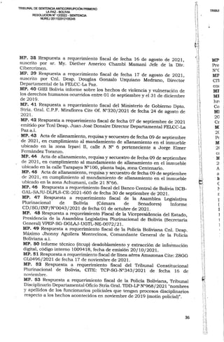 Sentencia contra Jeanine Añez