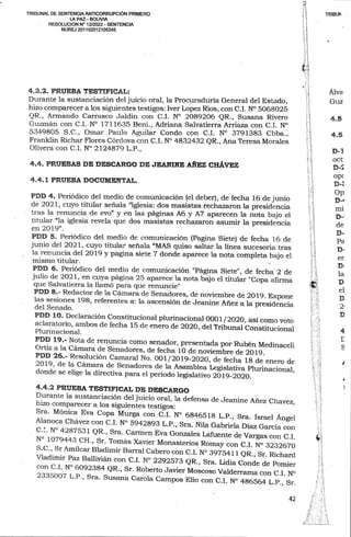 Sentencia contra Jeanine Añez