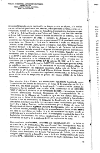 Sentencia contra Jeanine Añez