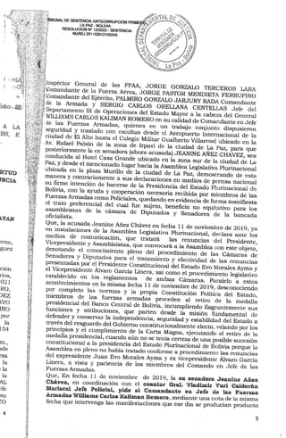 Sentencia contra Jeanine Añez
