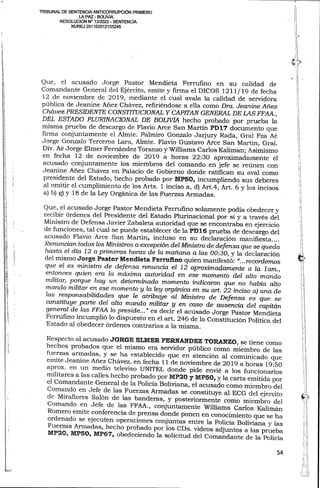 Sentencia contra Jeanine Añez