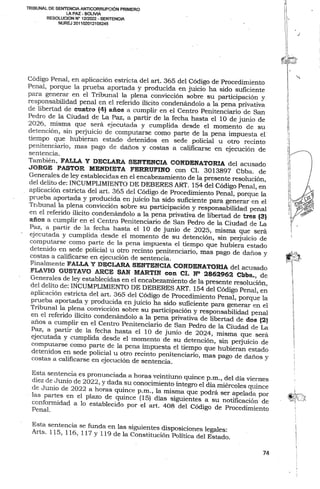 Sentencia contra Jeanine Añez