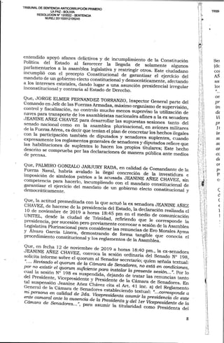 Sentencia contra Jeanine Añez