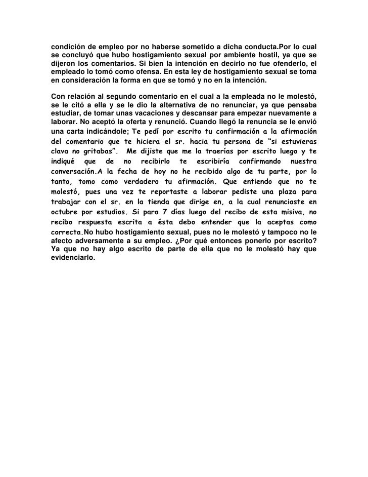 Caso hostigamiento por ambiente hostil