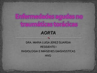 AORTA
DRA. MARIA LUISA JEREZ GUARDIA
RESIDENTE I
RADIOLOGIA E IMÁGENES DIAGNOSTICAS
HNO

 