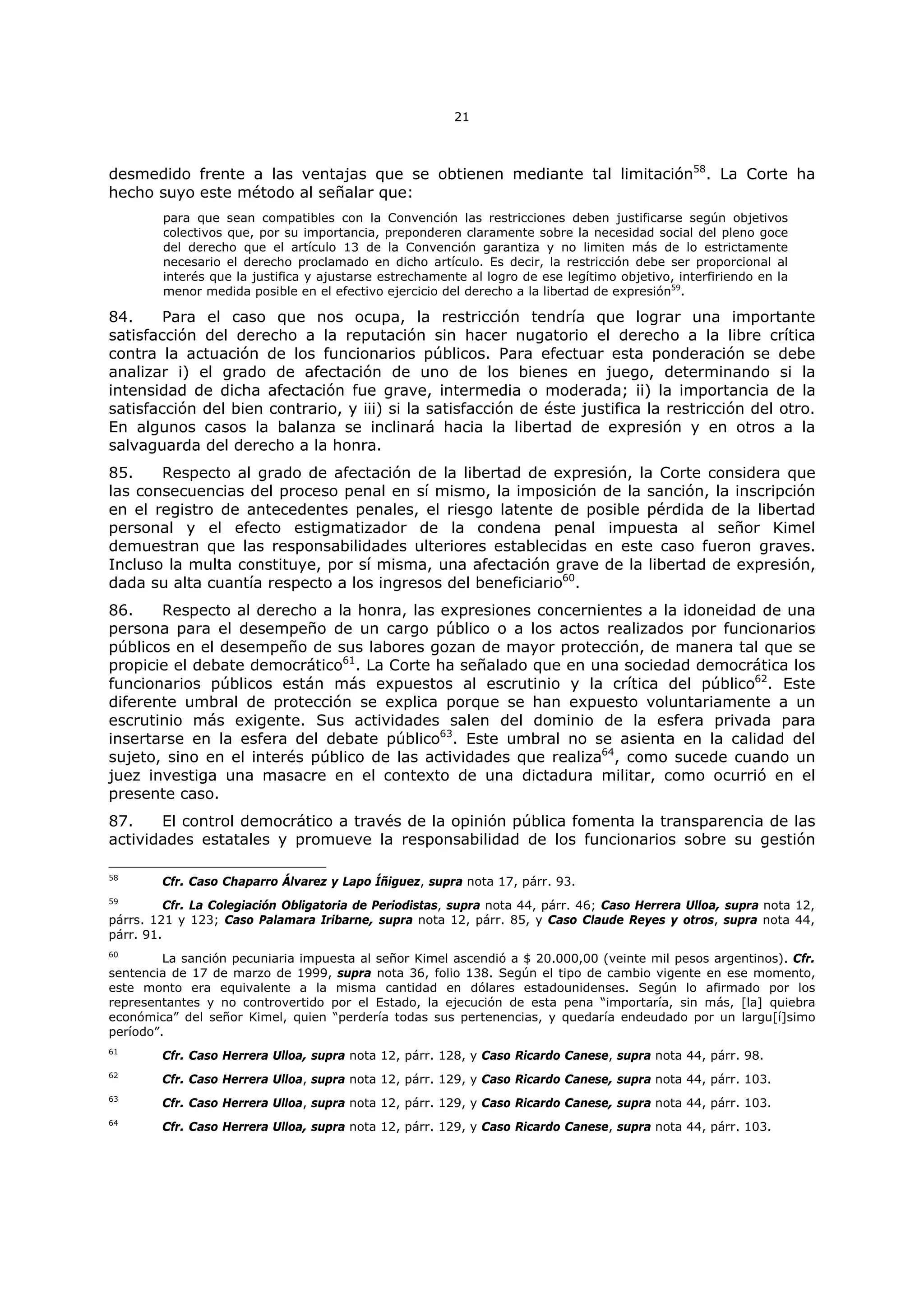Caso kimel vs argentina PDF