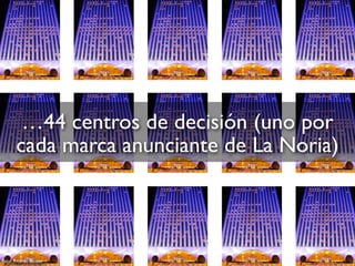 Foto: Ricardo Ricote
…44 centros de decisión (uno por
cada marca anunciante de La Noria)
 