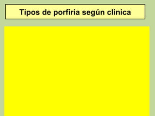 Tipos de porfiria según clinica
 