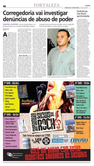 10                                                                               FORTALEZA                                                                 FORTALEZA-CE, quARTA-FEiRA, 11 de abril de 2007




Corregedoria vai investigar                                                                                                                                                             Sindicâncias
                                                                                                                                                                                        não foram
                                                                                                                                                                                        aprofundadas
denúncias de abuso de poder                                                                                                                                                                 O assessor da SEDH,
                                                                                                                                                                                        familiares dos estudantes de
                                                                                                                                                                                        medicina assassinados, em
                                                                                                                                                                                        Iguatu, e do comerciante Zildécio
CONTRA CAPITÃO ] Uma comissão deverá ir, na                                                    investigar denúncias de abuso de poder contra o capital PM                               Lopes da Si lva, morto em 2002
                                                                                                                                                                                        em Horizonte, e delegados da
próxima semana, aos municípios de Mombaça e Iguatu                                             Daniel Gomes Bezerra e outros policiais na região                                        Corregedoria da SSPDS foram
                                                                                                                                                                        FCO FONTENELE
                                                                                                                                                                                        recebidos, no fim da manhã
Rocélia Santos                          tas que não foram apuradas nem        formou que o Conselho de Justi-                                                                           de ontem, pelo secretário de
da Redação                              notificadas pelos órgãos compe-       ficação da PM está analisando o                                                                           segurança, Roberto Monteiro.
                                                                                                                                                                                        No encontro, Nelson Benevides,



A
                                        tentes”, declarou Queiroz.            caso de Daniel Gomes e deverá,
              Corregedoria da Se-          O assessor da SEDH, Regino         no prazo de 60 dias, julgar se o                                                                          pai dos estudantes assassinados,
              cretaria de Segurança     Pinho, relatou que testemunhas        capitão tem capacidade de perma-                                                                          expôs os casos de abuso de poder
              Pública e Defesa Social   do duplo homicídio estão sofren-      necer na corporação. Ele explica                                                                          por parte do capitão Daniel
              (SSPDS) vai investigar    do ameaças e intimidações por         que um relatório será elaborado e                                                                         Gomes nos períodos em que
denúncias de abuso de poder con-        parte de policiais e aliados do ca-   encaminhado à Corregedoria, que                                                                           ele foi comandante do Pelotão
tra o capitão PM Daniel Gomes           pitão. “A família das vítimas nos     fará a revisão processual e encami-                                                                       de Mombaça e trabalhava em
Bezerra, durante o período em que       trouxe informações que não eram       nhará ao Tribunal de Justiça (TJ).                                                                        Iguatu. “Queremos saber que
ele trabalhou nos municípios de         do conhecimento dos delegados         “Caso o TJ confirme a expulsão, o                                                                         providências serão tomadas pela
Mombaça e Iguatu. O órgão que           da corregedoria que apuram o          relatório será enviado ao governa-                                                                        Secretaria em relação a esses
saber também quem ajudou o mi-          caso, como casos de ameaças e         dor que fará a demissão”. Durante                                                                         casos”, afirmou Regino Pinho.
litar a fugir após o assassinato dos    agressões contra as pessoas que       esse processo, Daniel continuará                                                                              Roberto Monteiro lamentou
estudantes de medicina Leonardo         presenciaram o crime. Isso mostra     preso no quartel do Batalhão de                                                                           que o assassinato dos jovens
e Marcelo Moreno Teixeira, ocor-        que o abuso de autoridade policial    Choque da Polícia Militar.                                                                                tenha sido causado por um
rido no dia 17 de março deste ano.      continua depois do crime”, obser-        Para o advogado do capitão                                                                             policial, “uma pessoa treinada
Conforme relatos dos familiares         vou Pinho, acrescentando que a        Daniel Gomes Bezerra, Delano                                                                              para defender a vida e não para
das vítimas que, acompanhados           SEDH está tentando incluir essas      Cruz, é compreensível a angústia                                                                          tirar”, e que vai mandar apurar,
do assessor da Secretaria Especial      pessoas no Programa Estadual de       da família do médico Nelson Be-                                                                           com rigor, todas as denúncias que
dos Direitos Humanos (SEDH) da          Proteção à Testemunha (Provita).      nevides, mas de acordo com ele,                                                                           envolvam policiais. Ele pediu aos
Presidência da República, Regino                                              nenhuma das denúncias apresen-                                                                            familiares de Leonardo e Marcelo
Pinho, se reuniram, ontem, com os          Nelson Benevides, pai dos          tadas tiveram como base qualquer                                                                          e de Zildécio que propagem, em
corregedores da Secretaria, após        estudantes mortos, afirmou estar      documento que as comprovasse.                                                                             suas cidades, a necessidade de se
matar os jovens, o capitão teve o       otimista quanto ao andamento do       “Não existem documentos em re-                                                                            denunciar os casos de violência.
apoio de uma viatura da Polícia         processo contra o capitão. “Ficou     lação a essas questões, nunca foi                                                                         O próprio secretário afirmou
Militar para sair do local do crime.    claro o corporativismo nesse caso.    instaurado nenhum procedimen-                                                                             que já havia sido informado de
    O corregedor do Gabinete            Como é possível um capitão co-        to ou processo contra ele”, disse,                                                                        outros casos de abuso de poder
Disciplinar do Interior, tenente-       meter um crime e fugir na viatura     referindo-se a seu cliente.                                                                               cometidos pelo capitão Daniel em
coronel Hélcio Queiroz, afirmou         da polícia? Um dia após o crime,         Além disso, Cruz destacou que                                                                          que foram abertas sindicâncias
que uma comissão, na próxima se-        o comandante do Policiamento da       o capitão tem uma “ficha funcio-                                                                          mas não houve aprofundamento
mana, deverá se deslocar à região       Capital (Cel. Sérgio Magalhães)       nal impecável”, tendo em 2004                                                                             na investigação.
para apurar as denúncias. Ele afir-     deu uma declaração de que o ca-       recebido o título de “Policial Pa-                                                                            Além de acompanhar o
mou também que a Corregedoria           pitão era um homem íntegro, de        drão” de toda a Polícia Militar do                                                                        caso, Monteiro afirmou que a
nunca foi informada de qualquer         passado limpo, que a arma utili-      Estado, e em 2005, o de “Policial                                                                         Secretaria adotará medidas para
ato ilícito cometido pelo capitão,      zada no crime era dos meus filhos     Padrão” da região de Mombaça.                                                                             diminuir os casos de violência
no período em que ele foi coman-        que ele usou para se defender. O      “Documentos que comprovam                                                                                 envolvendo policiais, entre elas a
dante em Mombaça. “Agora, va-           que dá medo é por que ele decla-      isso já estão anexados a sua defe-                                                                        aplicação de testes psicológicos.
mos investigar e identificar quem       rou isso. Mas estou esperançoso       sa”. O advogado ressaltou também                                                                          Outra medida é a criação de
estaria acobertando e até mesmo         de que tudo será apurado”.            que “a Polícia tem sido totalmente    CAPITÃO PM, Daniel Gomes Bezerra, quando prestou depoimento         conselhos municipais que
participando dessas atitudes ilíci-        O coronel Hélcio Queiroz in-       imparcial e profissional”.            da Superintendência da Polícia Civil em Fortaleza                   fiscalizem as ações de segurança.
 