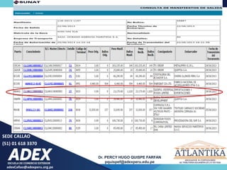 adexCallao@adexperu.org.pe
Dr. PERCY HUGO QUISPE FARFAN
pquispef@adexperu.edu.pe
SEDE CALLAO
(51) 01 618 3370
 