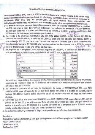 Caso practico n°001 Empresa RUEDAS SAC dedicada a la compra y venta de bicicletas