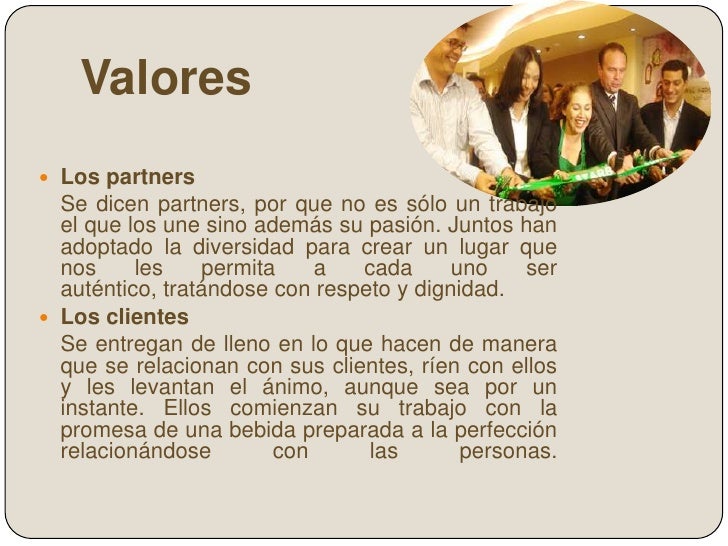 Caso práctico mision vision y valores starbucks