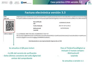 Caso práctico CFDI versión 3.3
Se actualiza el QR para incluir:
- la URL del servicio de verificación
- Ocho últimos carac...
