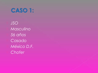  JSO
 Masculino
 56 años
 Casado
 México D.F.
 Chofer
 