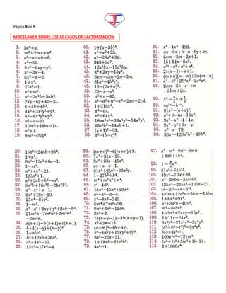 Página 8 de 9
MISCELANEA SOBRE LOS 10 CASOS DE FACTORIZACIÓN
 