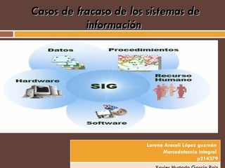 Casos de fracaso de los sistemas de información  Lorena Araceli López guzmán  Mercadotecnia integral  p214379 Xavier Hurtado García Roiz 