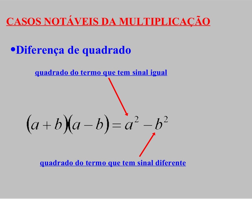 Casos Notáveis Da Multiplicação De Polinómios