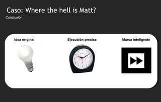 Conclusión Idea original Ejecución precisa  Caso: Where the hell is Matt? Marca inteligente 