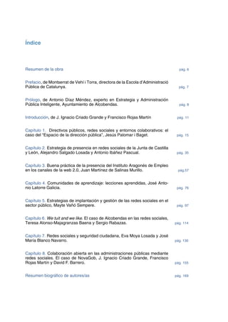 Índice
Resumen de la obra								 	 pág. 6
Prefacio, de Montserrat de Vehí i Torra, directora de la Escola d’Administració...