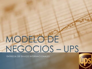 MODELO DE NEGOCIOS – UPS ENTREGA DE ENVIOS internacionales 