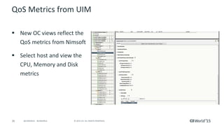 26 © 2015 CA. ALL RIGHTS RESERVED.@CAWORLD #CAWORLD
Intent
 Building out the vision will be iterative – need to make solution relevant and still
attractive to over 2000 existing customers across both tools
 Allow users to use the same console for managing their networks as well as
systems (and other IT domains)
– Drive fault, performance, flows alarm management from either tool
 Same, synchronized data across both consoles (Spectrum and UIM) with capability
to drive actions from either
 Leverage complementing capabilities from the other tool, providing higher value
to users (more than 1+1)
 Build on top of the current, existing solution – a step towards the broader strategy
 