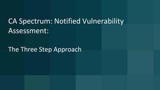 59 © 2015 CA. ALL RIGHTS RESERVED.@CAWORLD #CAWORLD
ModSecurity Support for CA Spectrum
 ModSecurity a web application firewall (WAF) is a tool that will help to
secure web applications
 In ModSecurity everything revolves around two things – Configuration and
Rules
 Enabling ModSecurity to prevent the malicious remote client from
accessing OneClick Server
 