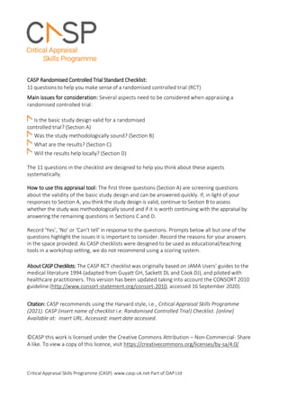 Casp Tool For Rct Appraisal _ The fundamentals of critically appraising ...
