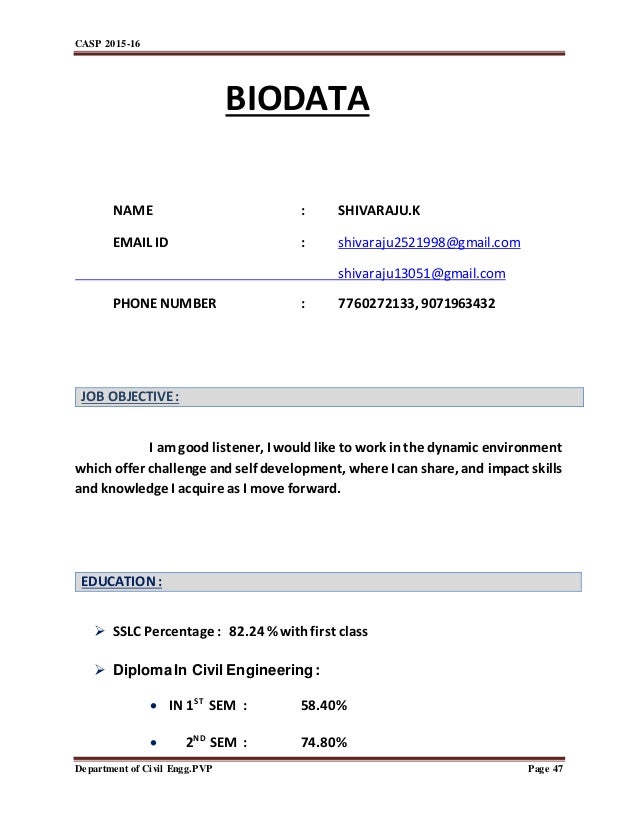 casp report of shiva civil engg resumes